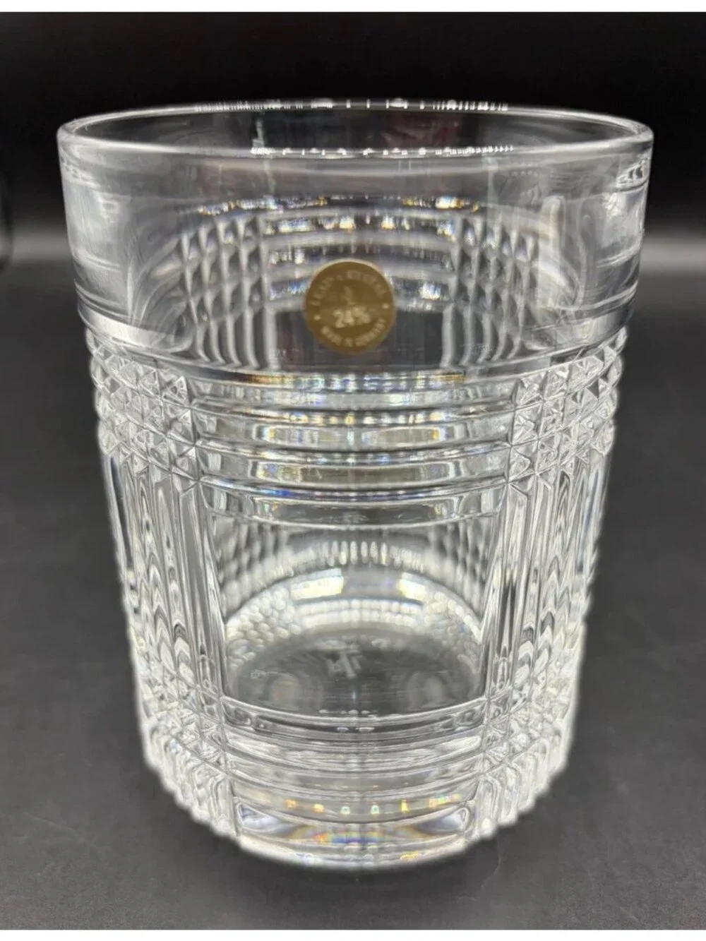 Ralph Lauren Glen Plaid Cut Crystal On The Rocks Whiskey Glass Barware Lot of 2
